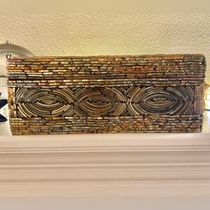 VTG Mosaic Recycled Glass Bangle Glass Jewelry Trinket Box Felt Lined 10”